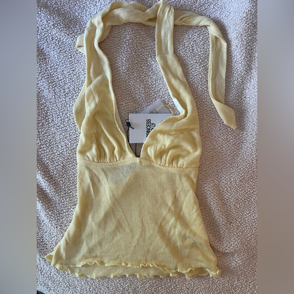 NWT princess polly yellow knit halter
